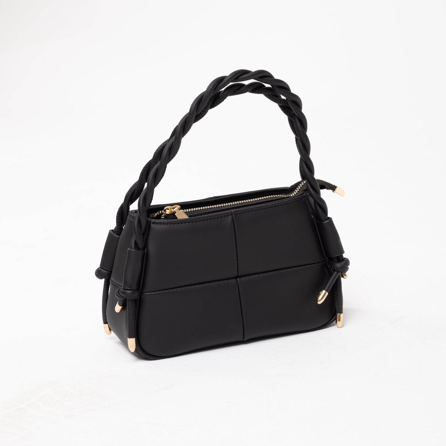 Braided Handle Quilted Handbag