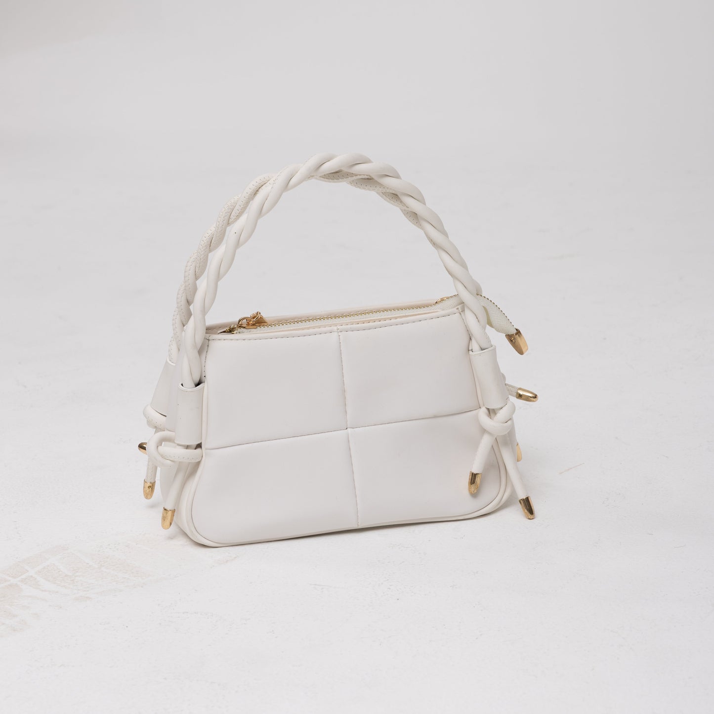 Braided Handle Quilted Handbag