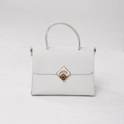Turn-Lock Leather Handbag