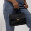 Turn-Lock Leather Handbag